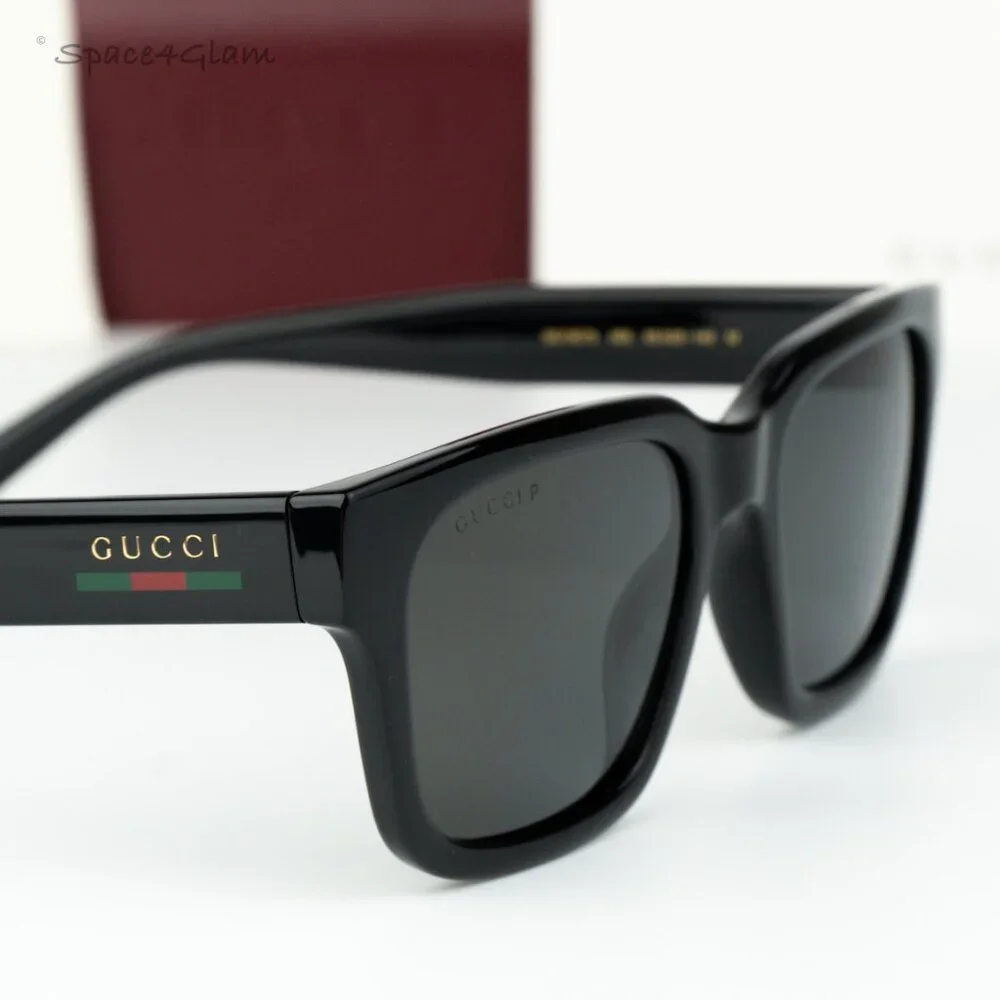 Gucci Men Sunglasses Black Grey Polarized Square GG1857S 005 NEW AUTHENTIC